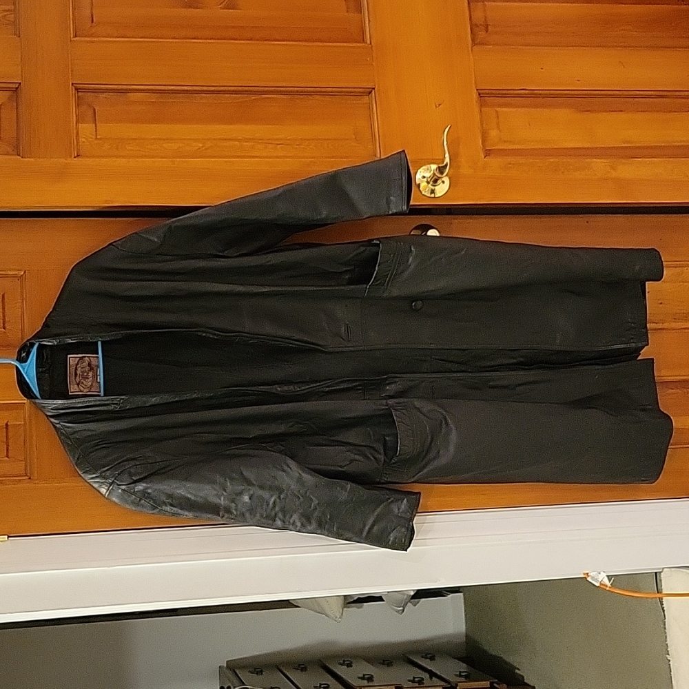 REAL LEATHER long black coat